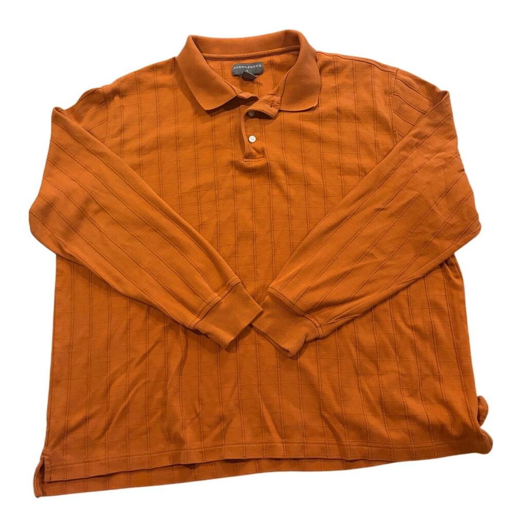 Saddlebred Polo‎ Long Sleeve Cotton Blend Orange Mens XL